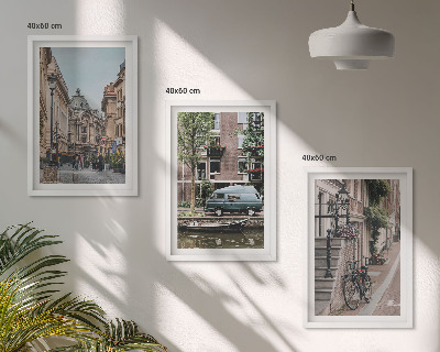 Wall art set City views of buildings