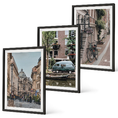 Wall art set City views of buildings