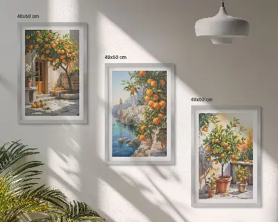 Painted citrus landscapes three-piece wall art set