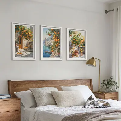 Painted citrus landscapes three-piece wall art set