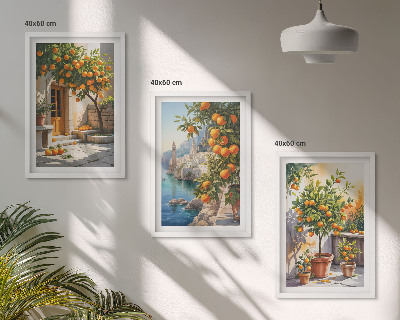 Three-piece wall art piece Painted citrus landscapes
