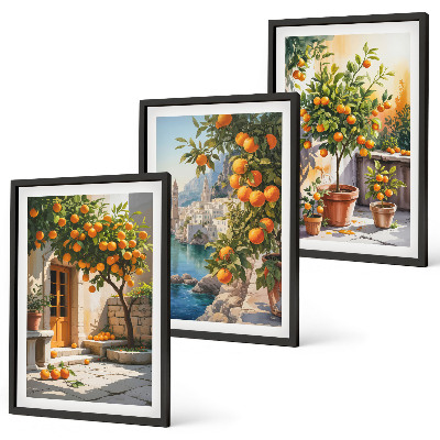 Three-piece wall art piece Painted citrus landscapes