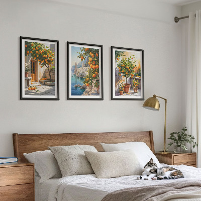 Three-piece wall art piece Painted citrus landscapes