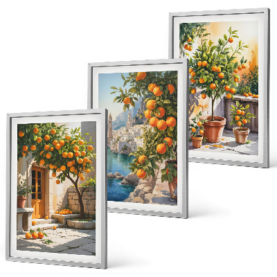 Three-piece wall art piece Painted citrus landscapes