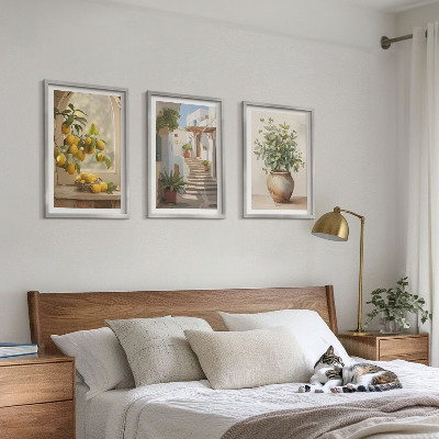 Set of 3 framed wall art pieces Lemons in a plant vase