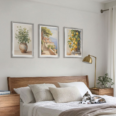 Wall art set Flowers in a vase, a sea of ​​lemons