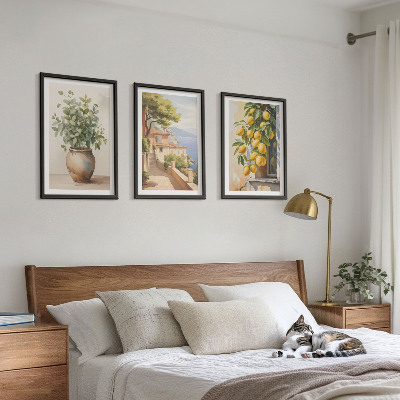 Wall art set Flowers in a vase, a sea of ​​lemons