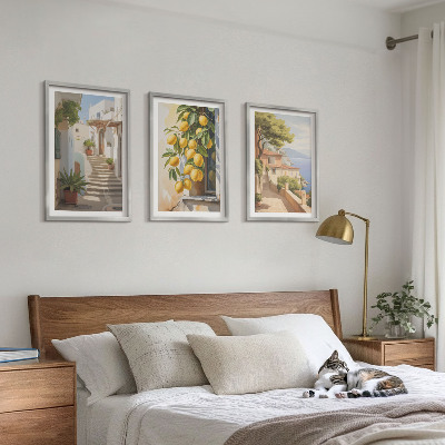 Three-piece wall art piece Lemon Streets Sea View