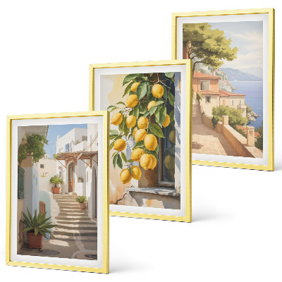 Three-piece wall art piece Lemon Streets Sea View