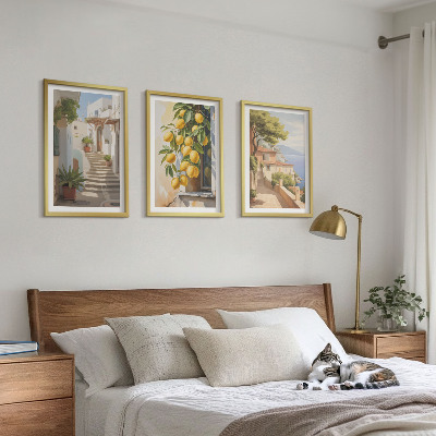 Three-piece wall art piece Lemon Streets Sea View