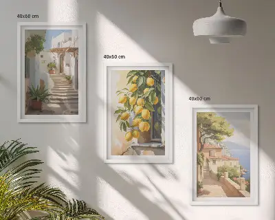 Lemon Streets Sea View three-piece wall art set