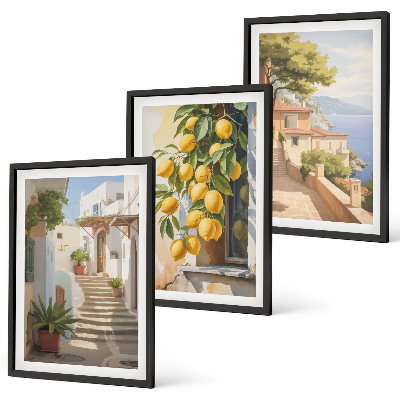 Three-piece wall art piece Lemon Streets Sea View