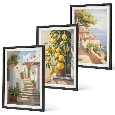 Lemon Streets Sea View three-piece wall art set