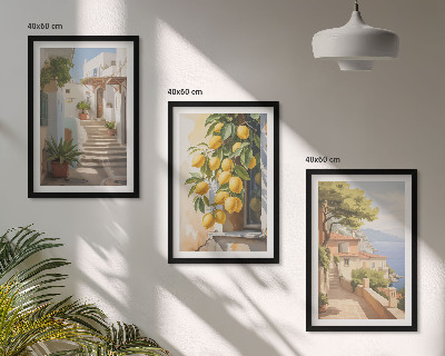 Three-piece wall art piece Lemon Streets Sea View