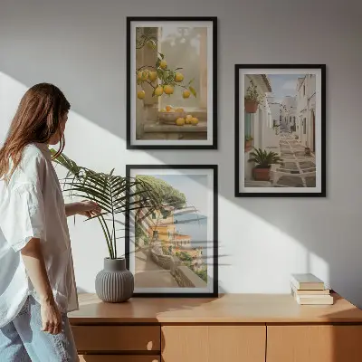 Citrus tree window view wall art set 