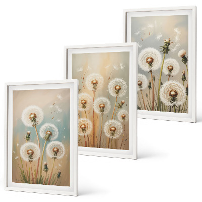 Wall art set Pastel dandelion flowers