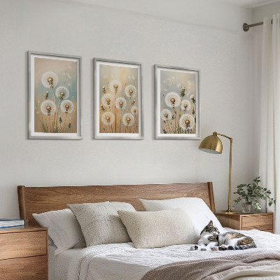 Wall art set Pastel dandelion flowers