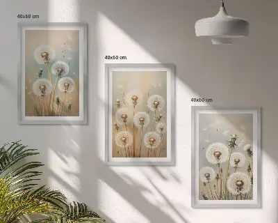 Pastel dandelion flowers wall art set 
