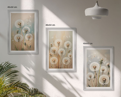 Wall art set Pastel dandelion flowers