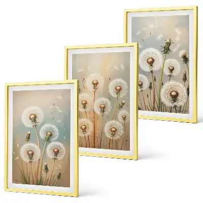 Pastel dandelion flowers wall art set 