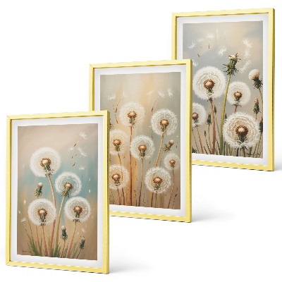 Wall art set Pastel dandelion flowers