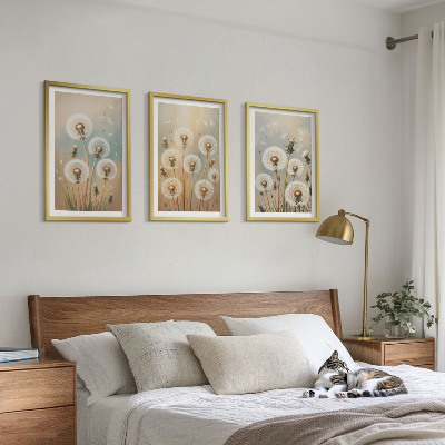 Wall art set Pastel dandelion flowers