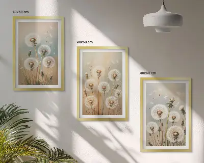 Pastel dandelion flowers wall art set 