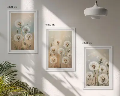 Pastel dandelion flowers wall art set 