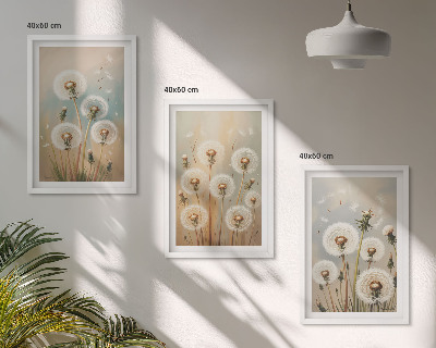 Wall art set Pastel dandelion flowers
