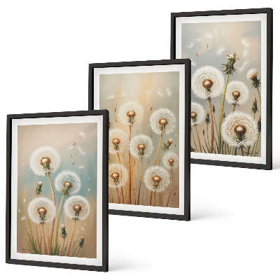 Wall art set Pastel dandelion flowers