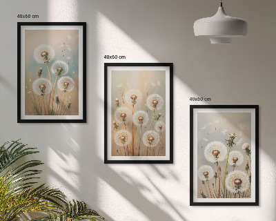 Wall art set Pastel dandelion flowers