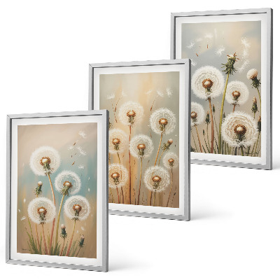 Wall art set Pastel dandelion flowers