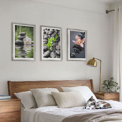 Wall art set A calm zen composition of flowers and water
