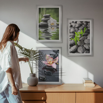 Wall art set A calm zen composition of flowers and water