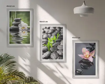 Wall art set calm zen composition of flowers and water