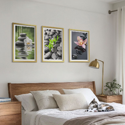 Wall art set A calm zen composition of flowers and water