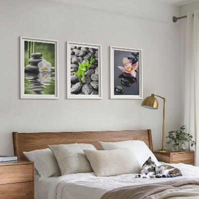 Wall art set A calm zen composition of flowers and water
