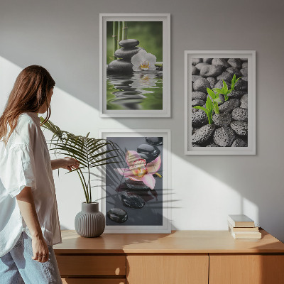 Wall art set A calm zen composition of flowers and water