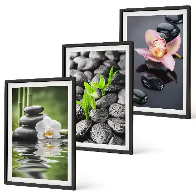 Wall art set calm zen composition of flowers and water