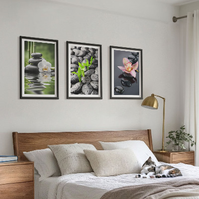 Wall art set A calm zen composition of flowers and water