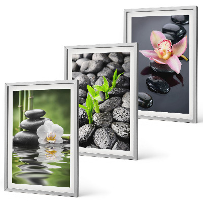 Wall art set A calm zen composition of flowers and water