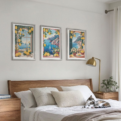 Wall art set Sea window Italian lemons