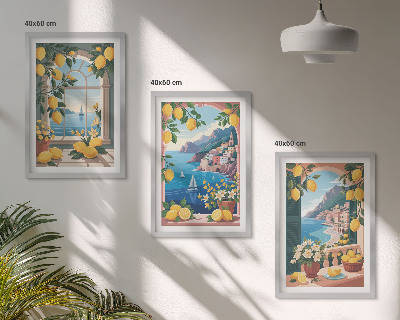Wall art set Sea window Italian lemons