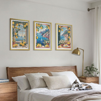 Wall art set Sea window Italian lemons