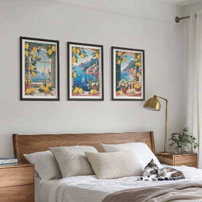 Wall art set Sea window Italian lemons