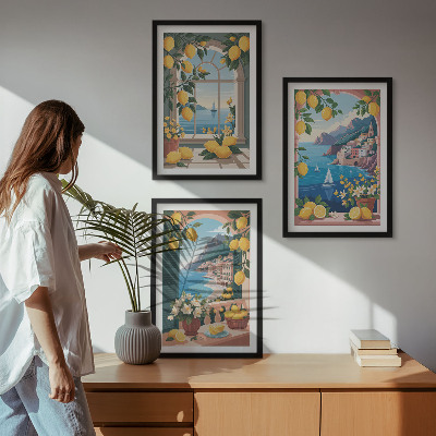 Wall art set Sea window Italian lemons