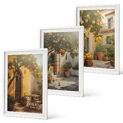 Sunny patio citrus pots framed wall art set of 3 pieces