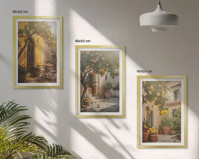 Sunny patio citrus pots framed wall art set of 3 pieces