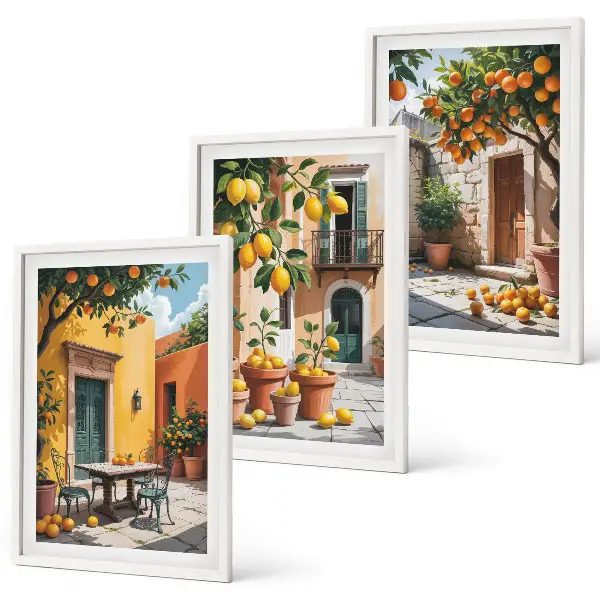 Citrus fruits in the garden wall art three-piece set