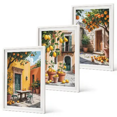 Citrus fruits in the garden wall art three-piece set